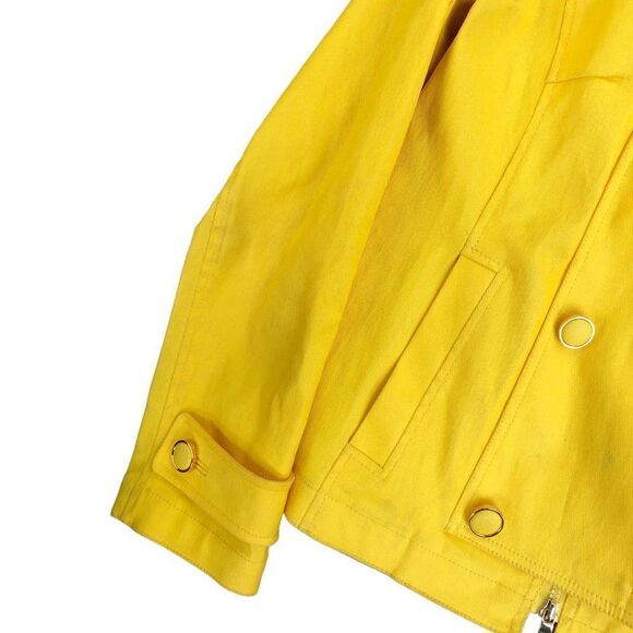RARE Canary Yellow Tory Burch Jacket Button closure with additional hidden zip 8 - Picture 2 of 16